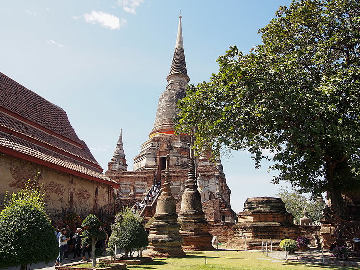 foranstaltning, Ayutthaya, pagode, arkitektur, buddhisme