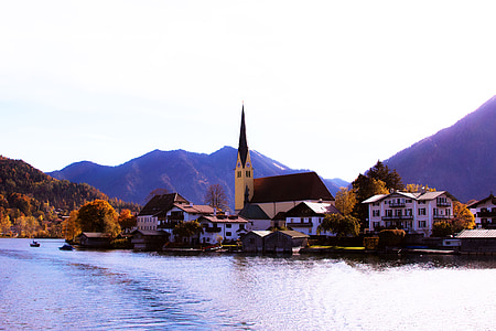 Тегернзее, Бавария, Осень, пейзаж, праздник, горы, Природа
