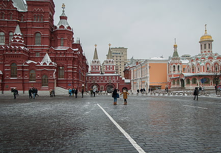 moscow, red square, museum, church, our lady of kazan, architecture, incidental people