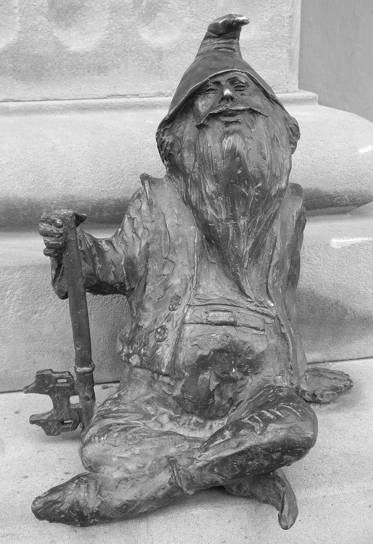 Pologne, gnome, statue de, Wroclaw, Elf, bronze, sculpture