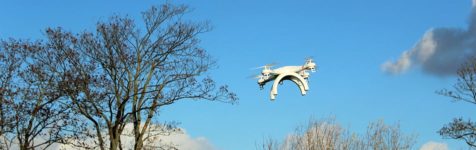 Drone, flyg, fluga, rotorn, flygplan, banner, bakgrundsbild