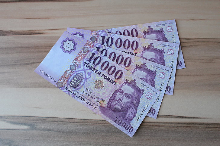 HUF, Maďarská měna, papírové peníze, směnky