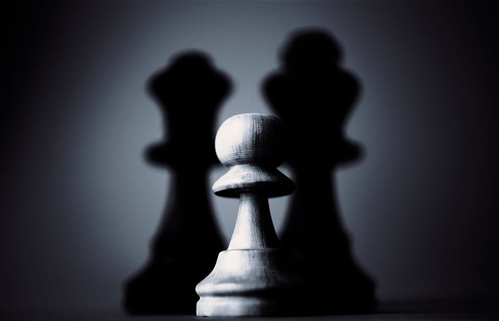 Catur, gelap, cahaya, pion, bayangan, strategi, bidak catur