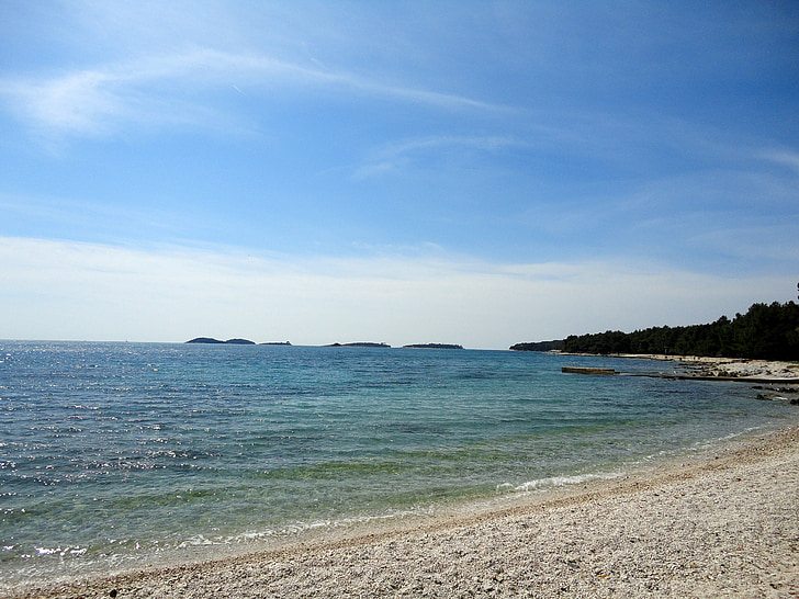 Rovinje, Croatie (Hrvatska), plage, mer, eau, Istrie, reste