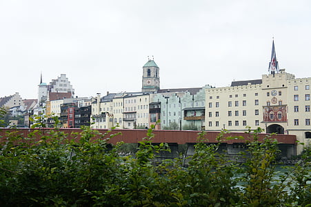 Wasserburg, híd, Inn, folyó, Bajorország, sorban házak, bowever