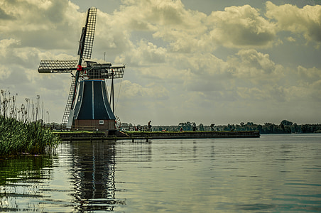 vindmølle, Holland, Holland, nederlandsk, landskab, landskab, landdistrikter