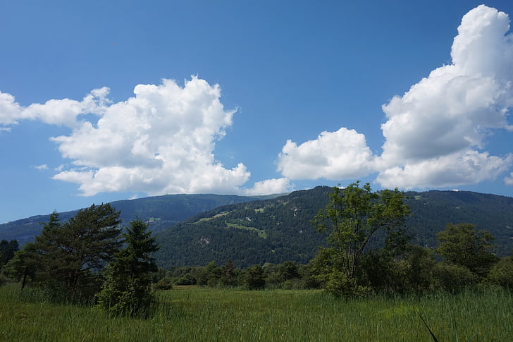 Interlaken, daba, debesis, kalni, meža, dabas rezervāts, mākoņi
