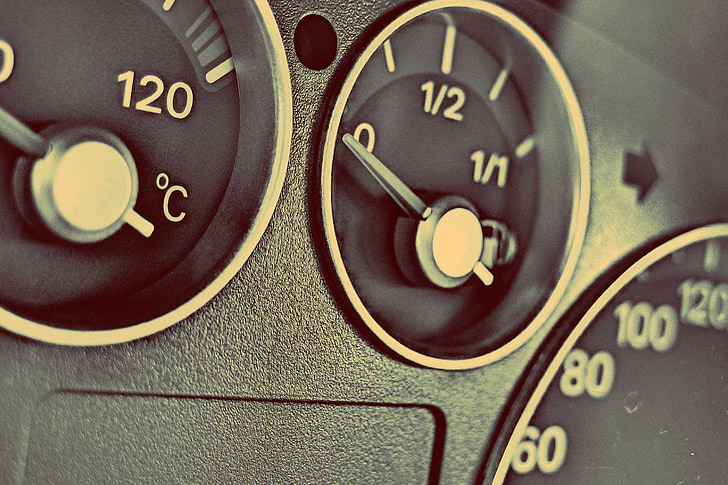 car, dashboard, gauges, interior, automotive, fuel, gas