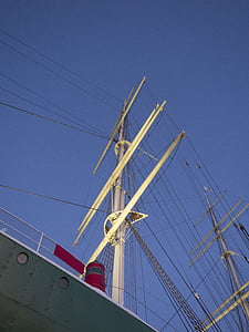 sailing vessel, mast, port, ship masts, ship, sky, hamburg