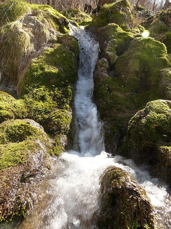 Neidlinger cachoeira, Bach, riacho, água, bolha, tufa, musgo