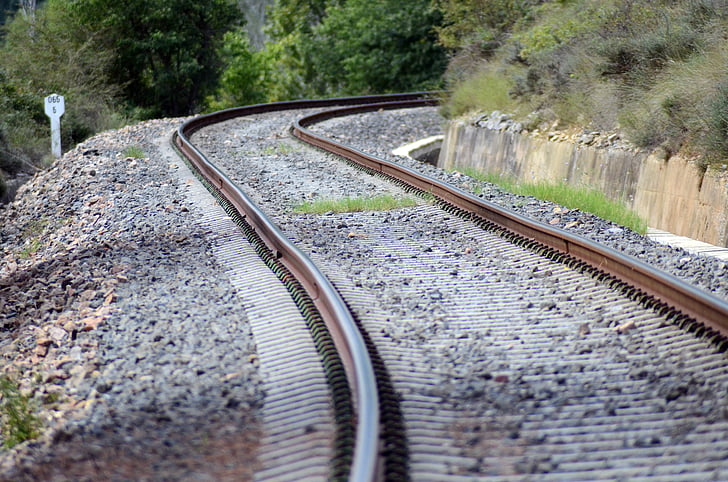 Zug, Eisenbahn, Landschaft, über, Eisen, Entfernung, Perspektive