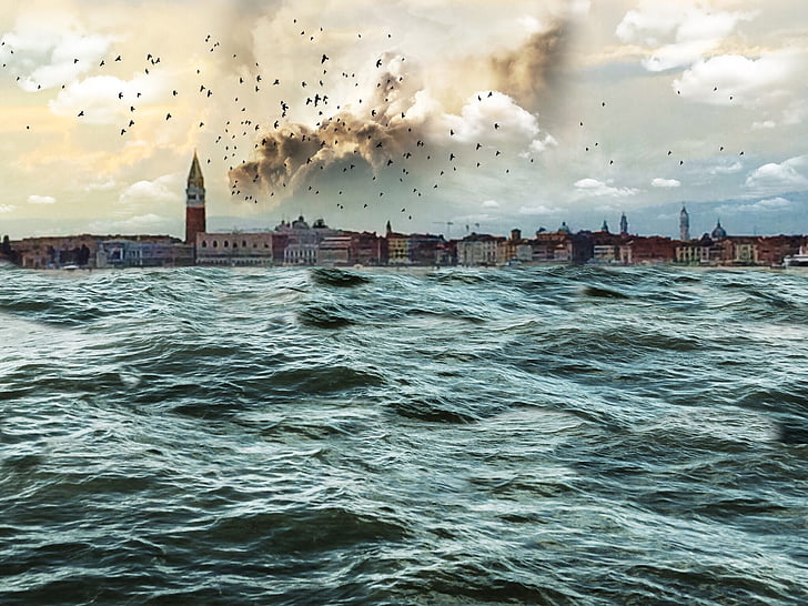 Apocalypse, Venise, mer, eau, promenade, mystique, atmosphériques