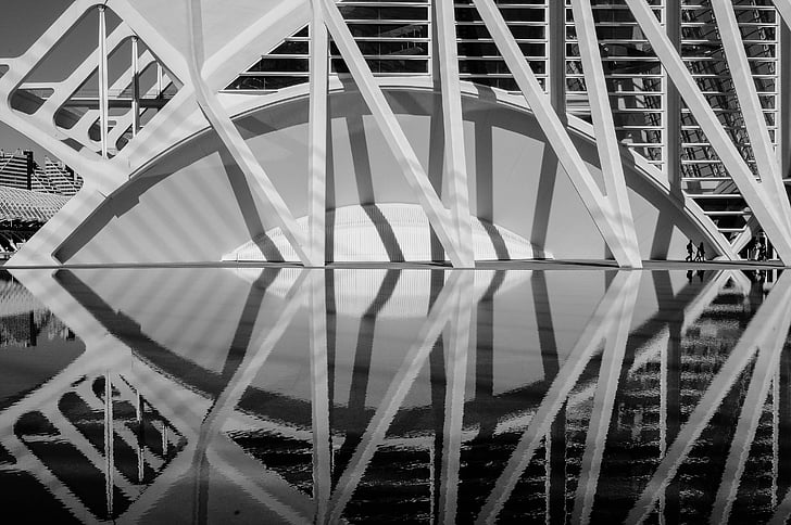 Architektúra, Santiago calatrava, reflexie, vody, rybník, mesto, cestovný ruch
