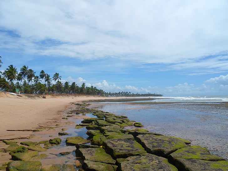 Bahia, opuštěná pláž, silná beach, Brazílie, Příroda, obloha, Krása v přírodě