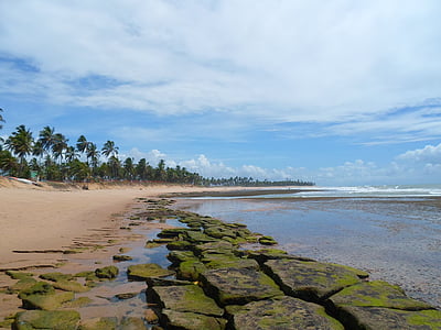 Bahia, ερημική παραλία, ισχυρή παραλία, Βραζιλία, φύση, ουρανός, ομορφιά στη φύση