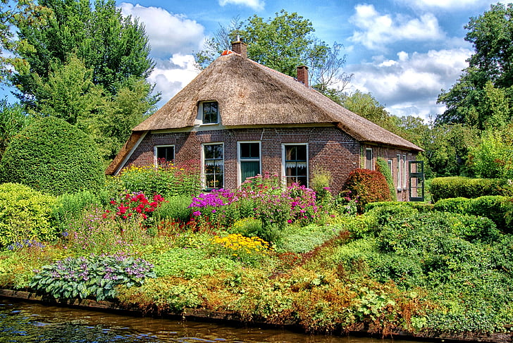 Giethoorn, farma, dům, Chalupa, vesnice, Romantika, Nizozemsko