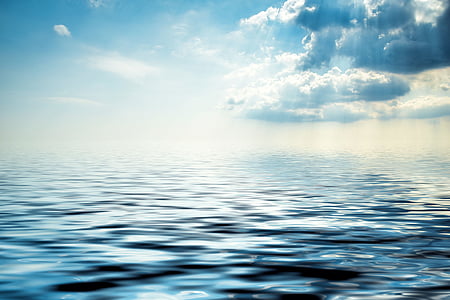 σύννεφα, στη θάλασσα, ουρανός, νερό φόντο, Λίμνη, φύση, μπλε