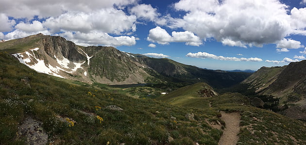 Alp, Hiking, Colorado, Yaz, mavi, gökyüzü, dağ