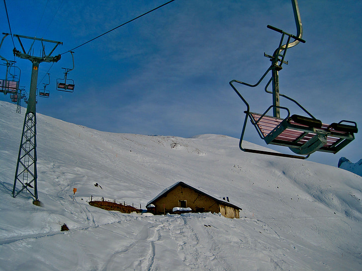 Inverno, Chairlift, desportos de inverno, montanhas, paisagem, invernal, Suíça