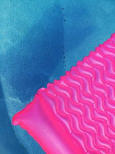 pink, inflatable, raft, floating, calm, water, pool