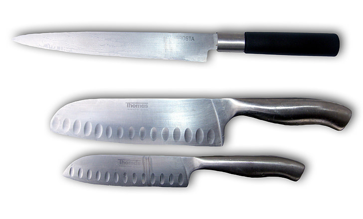 нож, кухненски нож, изолирани, метал, метални, лъскав