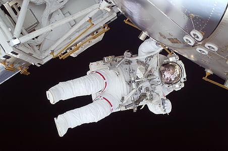 man, wearing, Astronaut, Spacewalk, Space Shuttle, Discovery, Tools, human body part