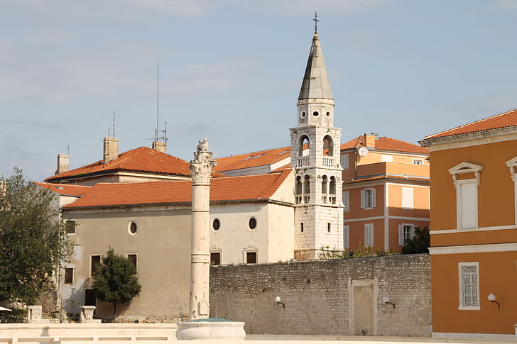 kirik, Horvaatia, hoone, vana, linn, kivi