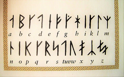Escrituras rúnicas, germânico-personagens, personagens antigos, personagens, velho, alfabeto, escrita do alfabeto