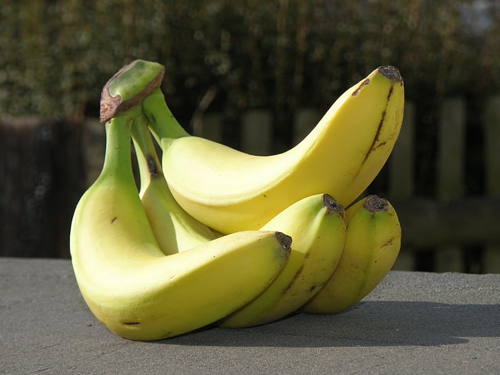 banán, sárga, fürt, gyümölcs, külső, banán, élelmiszer