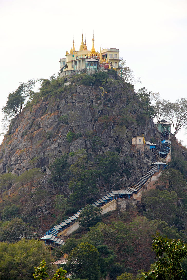 Mount popa, Popa, Myanmar, Svatá, Hora, Asie, Barma