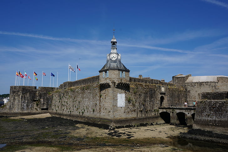 Concarneau, staré mesto, Bretónsko, Finistère, Fort, slávne miesto, Architektúra