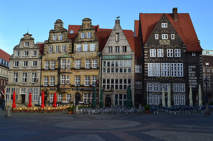 Bremen, mercado, Becks no mercado, sala de estar, casas antigas, locais de interesse, Historicamente