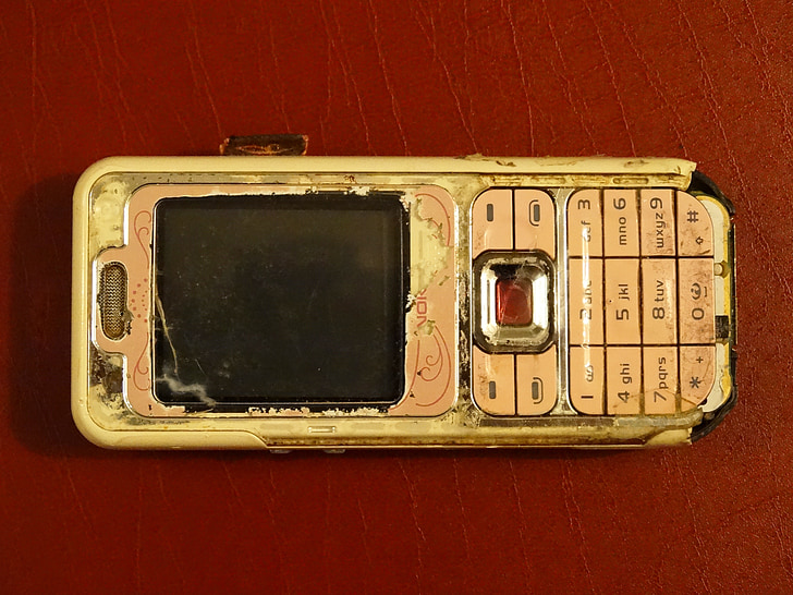 mobiele telefoon, Nokia, oude, verpest