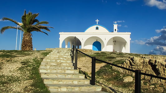 Chypre, Ayia thekla, Chapelle, escaliers, architecture, île, Église