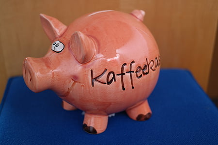 存钱罐, 咖啡结帐, 签出, 猪, 瓷雕像, 钱, 收入