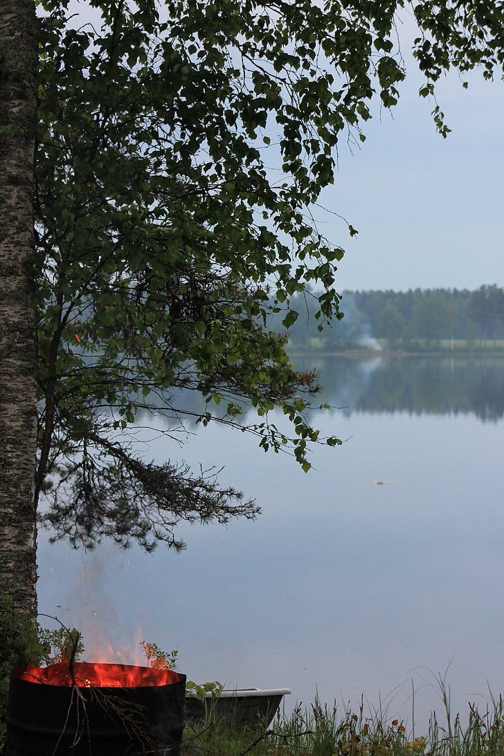 θερινό ηλιοστάσιο, Φινλανδικά, yötönyö, το καλοκαίρι, νερό, Λίμνη, το ύψος του καλοκαιρινή γιορτή