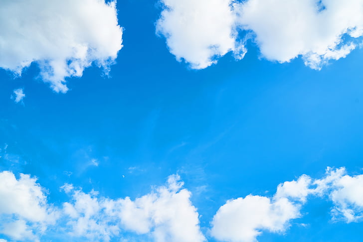 sky, clouds, blue, white, weather, air, space