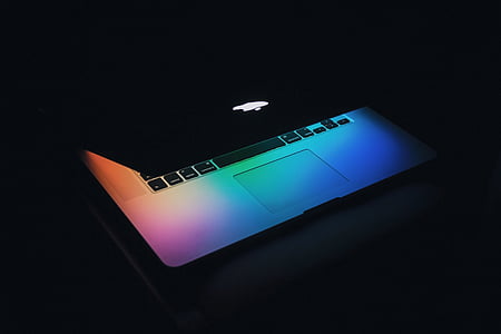 MacBook, okrenuo, dim, područje, jabuka, prijenosno računalo, pokrenuti