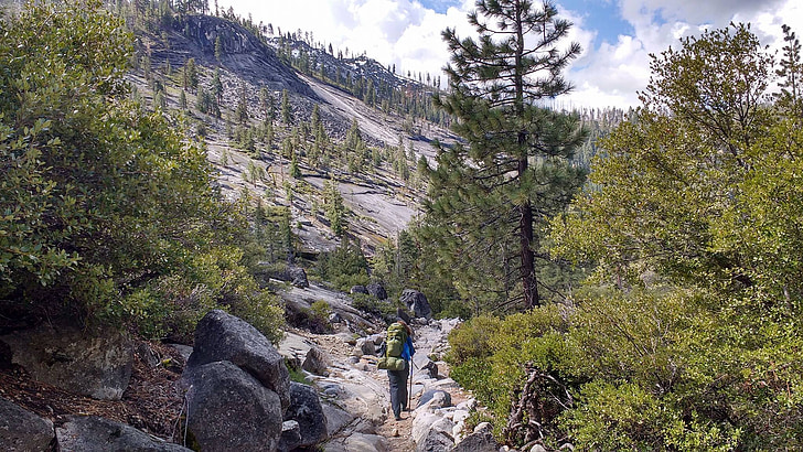 Yosemite, backpacking, Matkamine, California