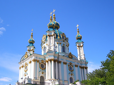 Szent András templom, templom, barokk, tőke, kiew, Ukrajna, hit