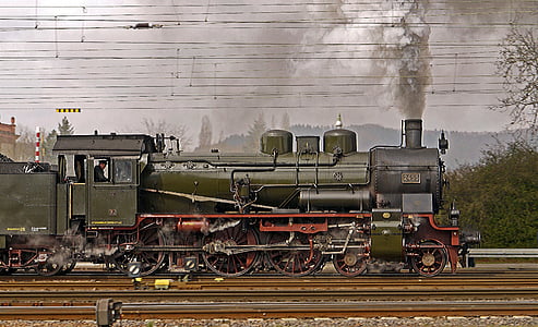 steam locomotive, full steam, exit, br38, br 38, prussian, p8