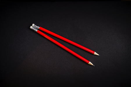 rojo, lápiz, escribir, arte, dibujo, goma de borrar
