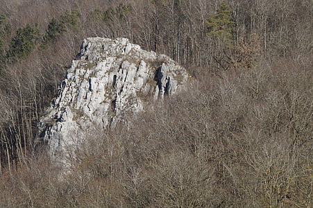 rocha, pedra calcária, alb de Swabian, paisagem, Kahl, invernal, Inverno