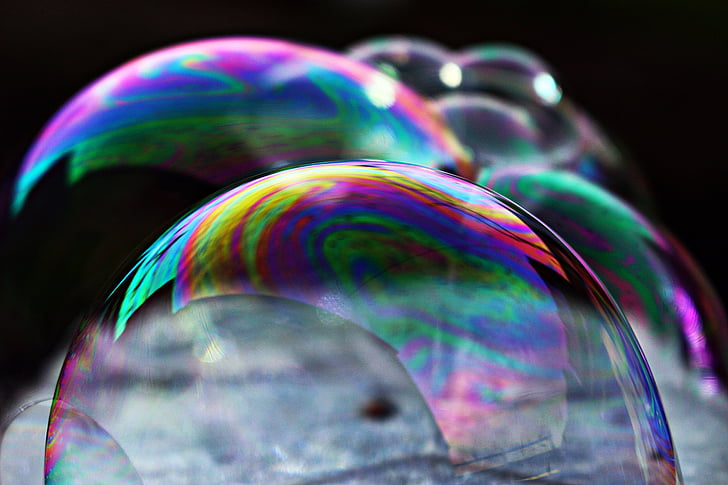 bubble, soap bubble, colorful, rainbow, iridescent, water, mirroring