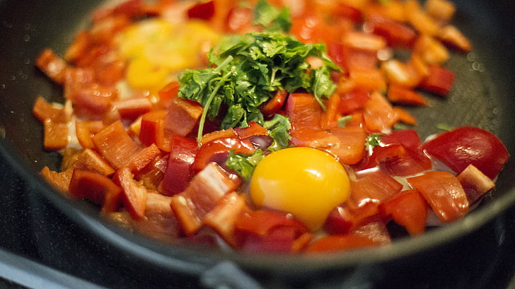 φωτογραφία, τηγάνισμα, κομμένο σε φέτες, καμπάνα, πιπέρι, αυγό, parmasian