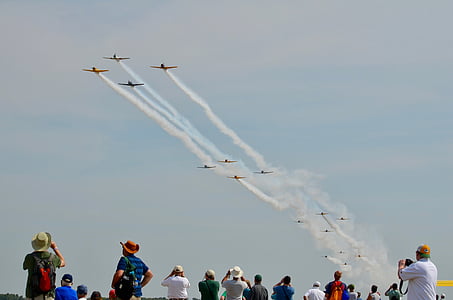Airshow, formation, fumée, Aviation, avion, véhicule aérien, Flying