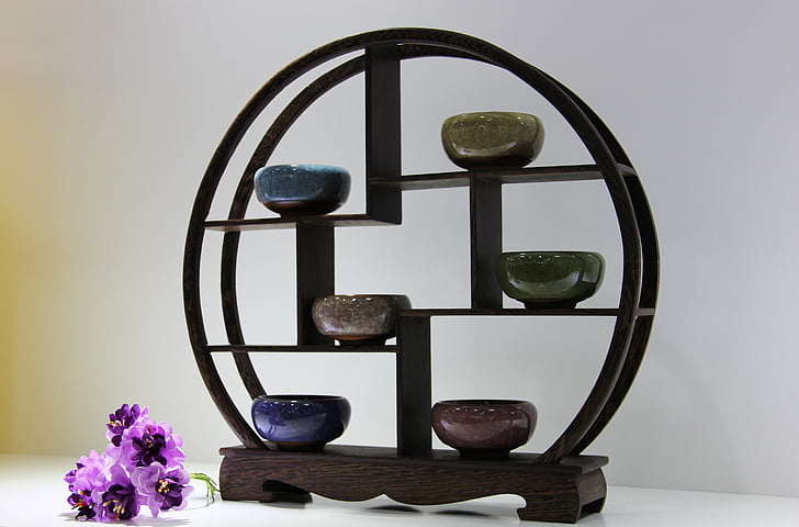 enhed, hylde, runde stativer, tilbehør, ware, japansk stil udsmykning, hjem dekoration