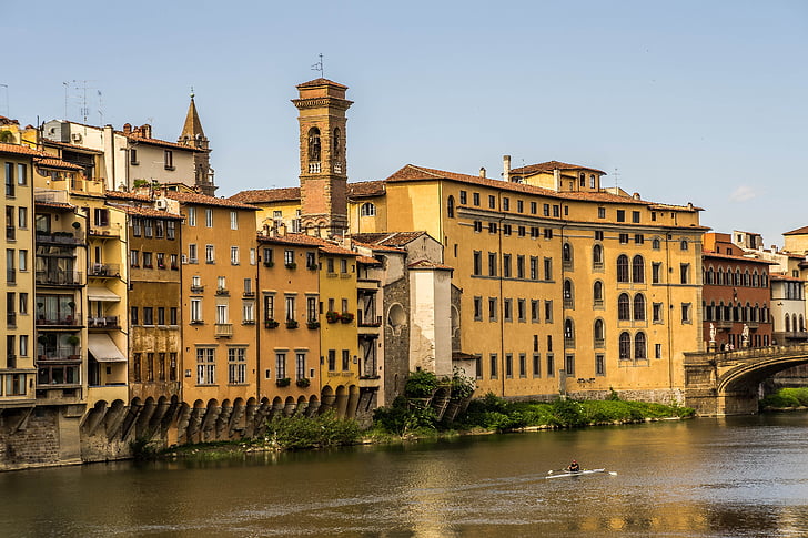 Ponte vecchio, Florencie, Itálie, Most, městský, budovy, Architektura