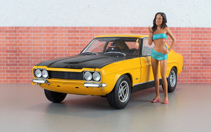 modell bil, Ford, Capri, modell, diorama, automatisk, Oldtimer