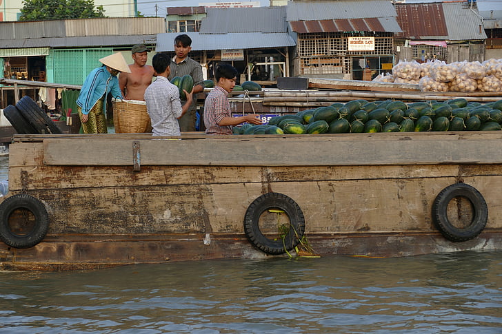 Vietnam, řeka Mekong, Mekong delta, výlet lodí, řeka, trh, plovoucí trh